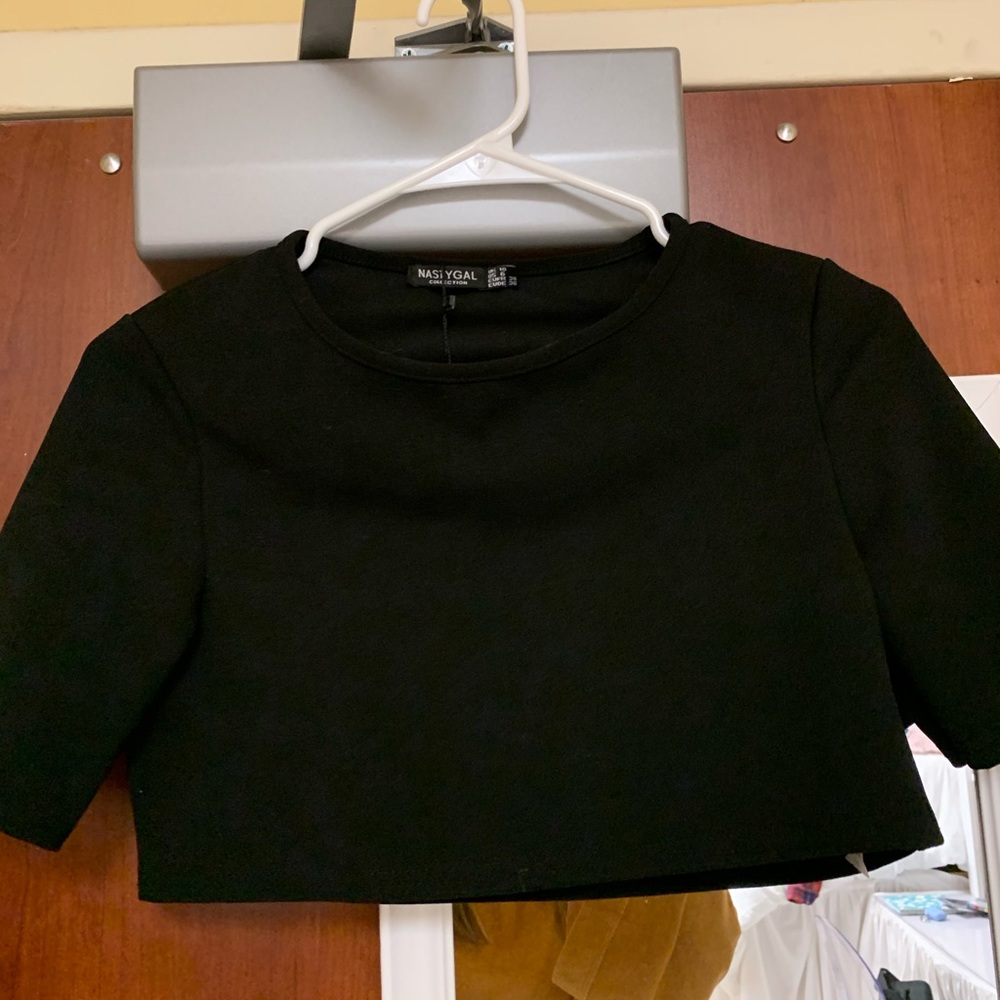 black crop top and pants set